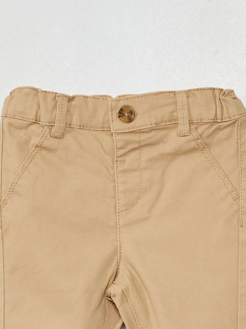 Pantalón chino liso - BEIGE