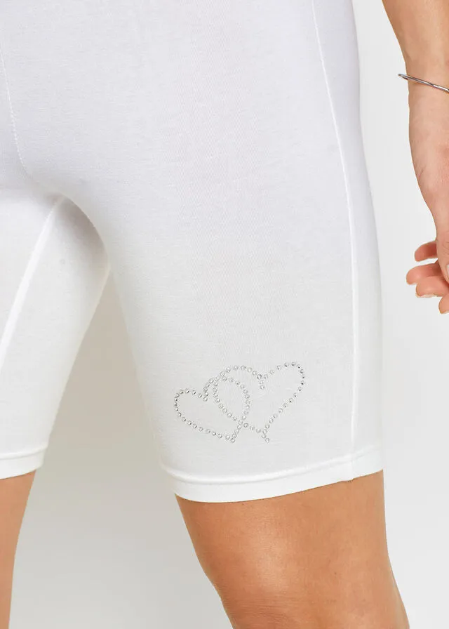 Pantalón ciclista con aplicaciones Blanco