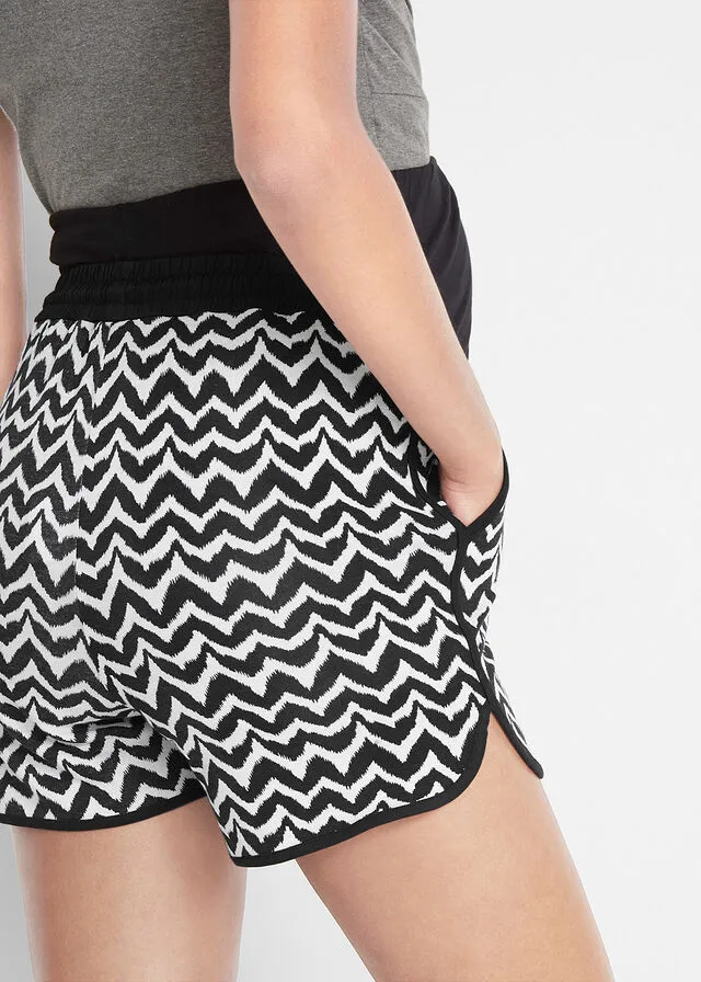 Pantalón corto premamá Negro-blanco con estampado gráfico