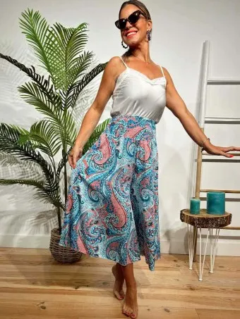 Pantalón Culotte Cachemires LAYLAH Azul