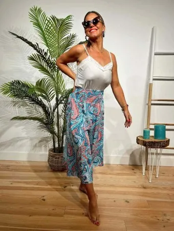 Pantalón Culotte Cachemires LAYLAH Azul