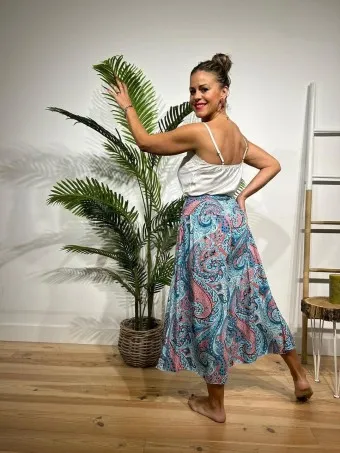 Pantalón Culotte Cachemires LAYLAH Azul