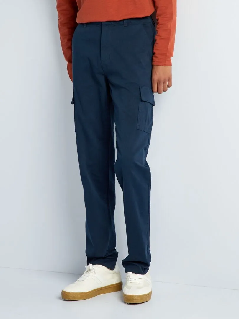 Pantalón recto con bolsillos en los laterales +1,90 m - L36 - AZUL