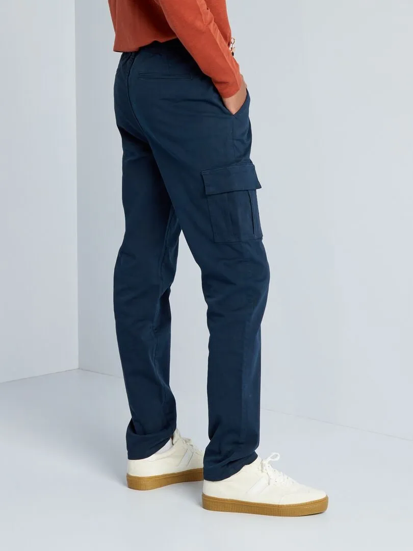 Pantalón recto con bolsillos en los laterales +1,90 m - L36 - AZUL