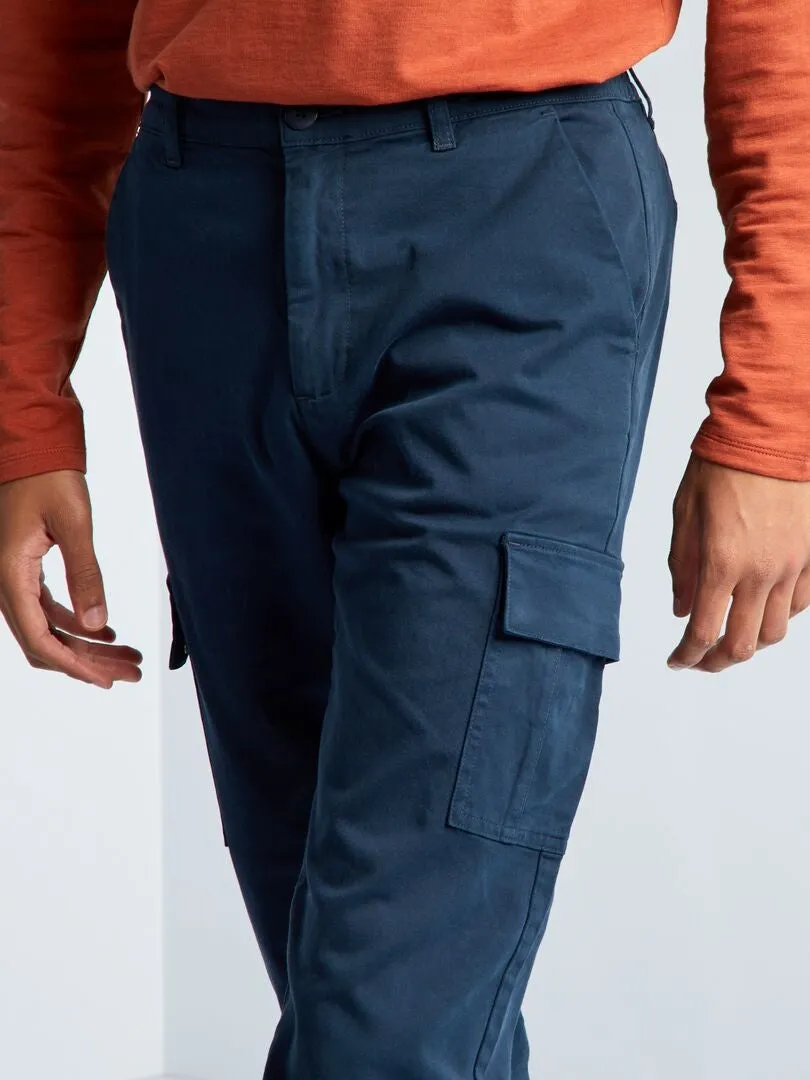 Pantalón recto con bolsillos en los laterales +1,90 m - L36 - AZUL
