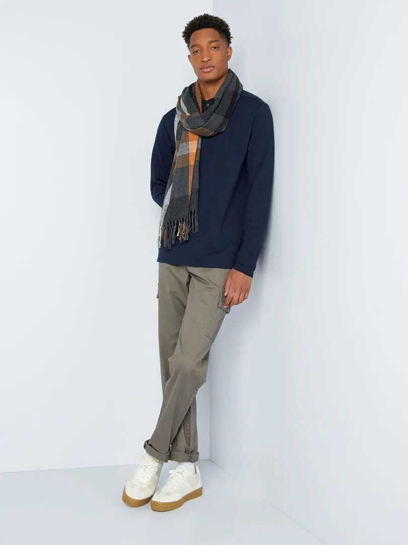 Pantalón recto con bolsillos en los laterales +1,90 m - L36 - KAKI
