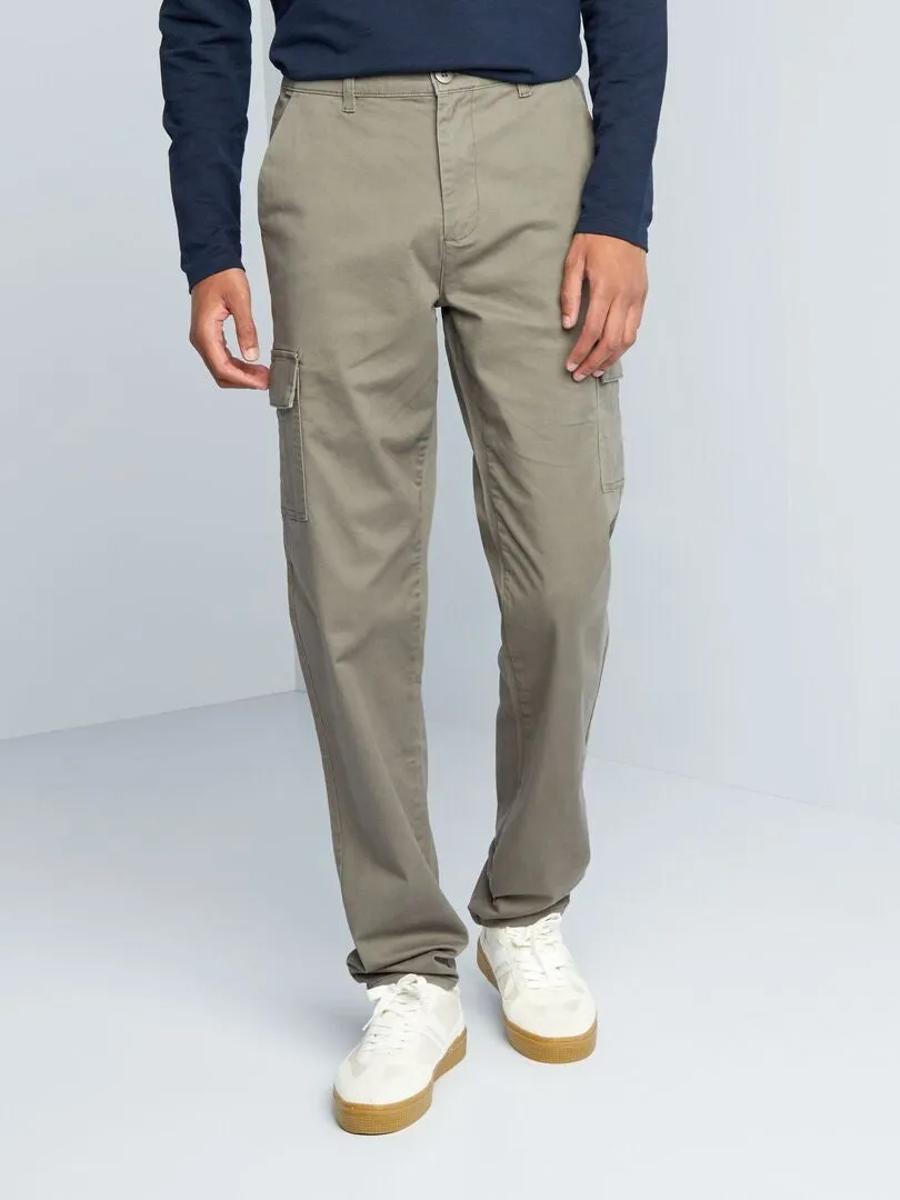 Pantalón recto con bolsillos en los laterales +1,90 m - L36 - KAKI
