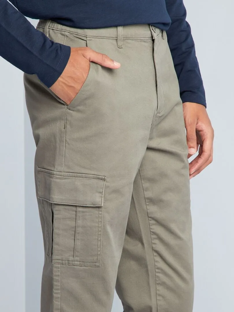 Pantalón recto con bolsillos en los laterales +1,90 m - L36 - KAKI