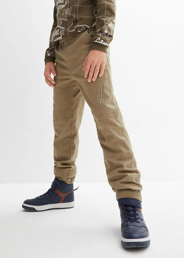 Pantalón térmico de sarga con corte holgado sin cierre para niños Caqui nuevo