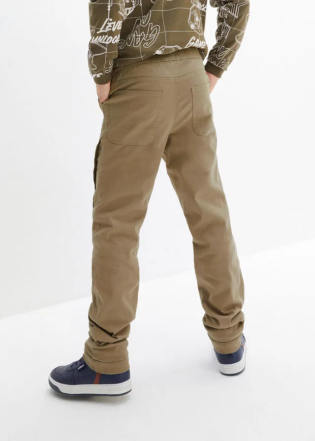Pantalón térmico de sarga con corte holgado sin cierre para niños Caqui nuevo