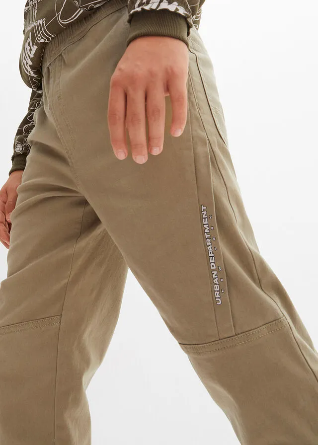 Pantalón térmico de sarga con corte holgado sin cierre para niños Caqui nuevo