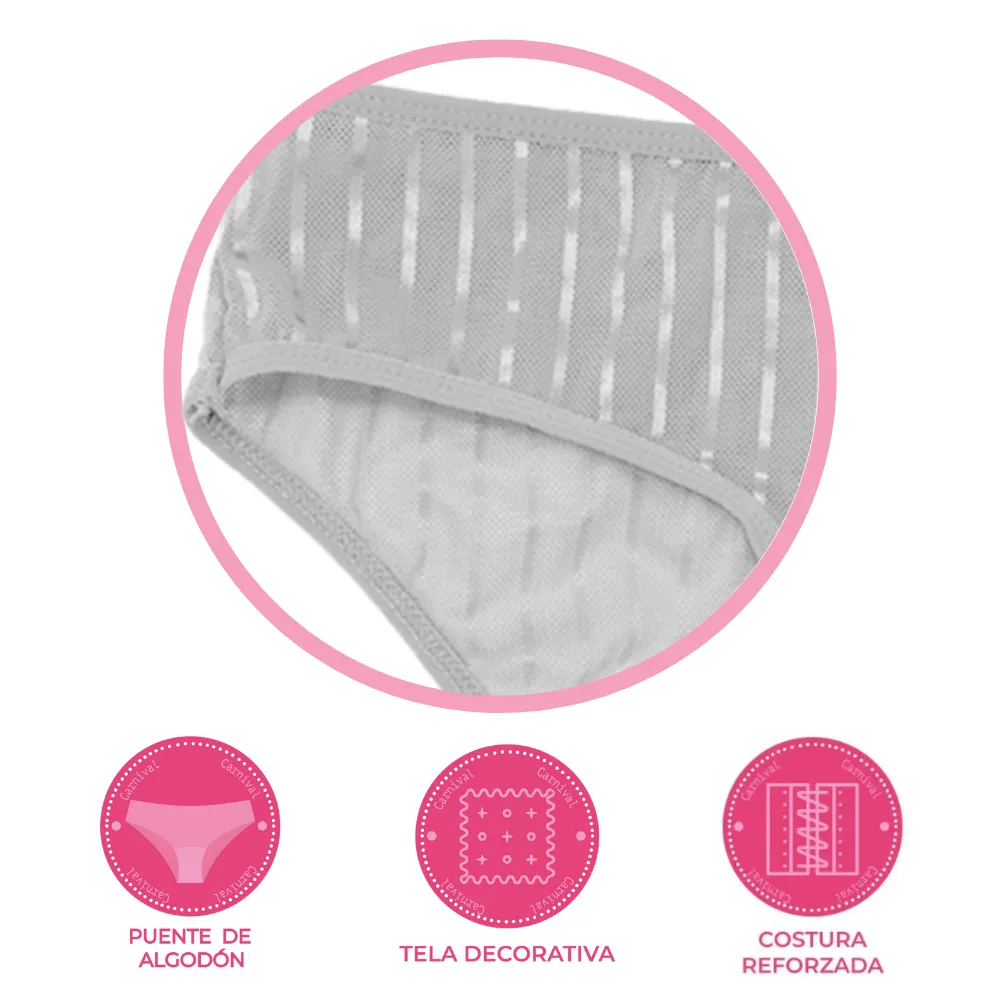 Panty coordinable corte hipster con puente de algodón gris 74381 Carnival