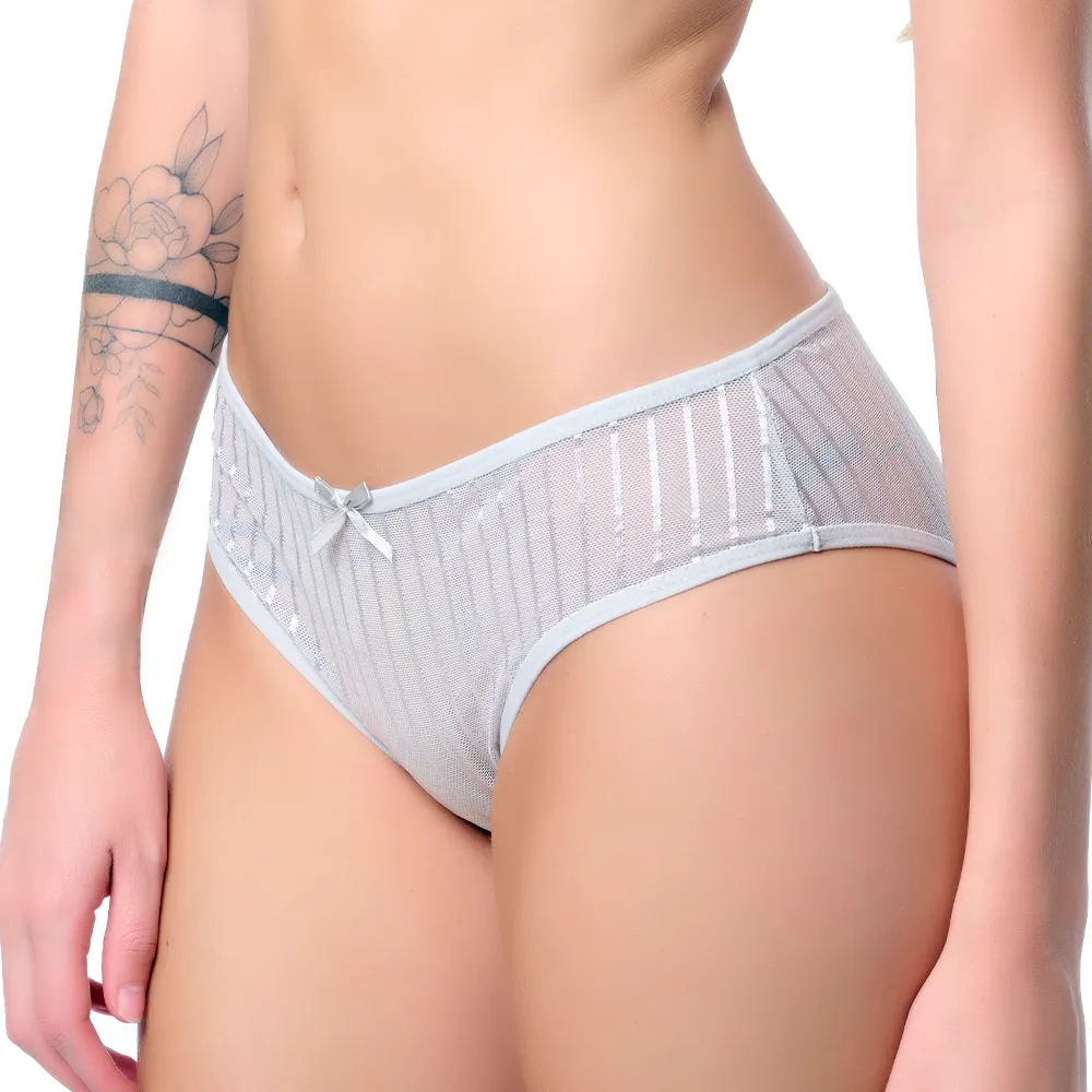 Panty coordinable corte hipster con puente de algodón gris 74381 Carnival