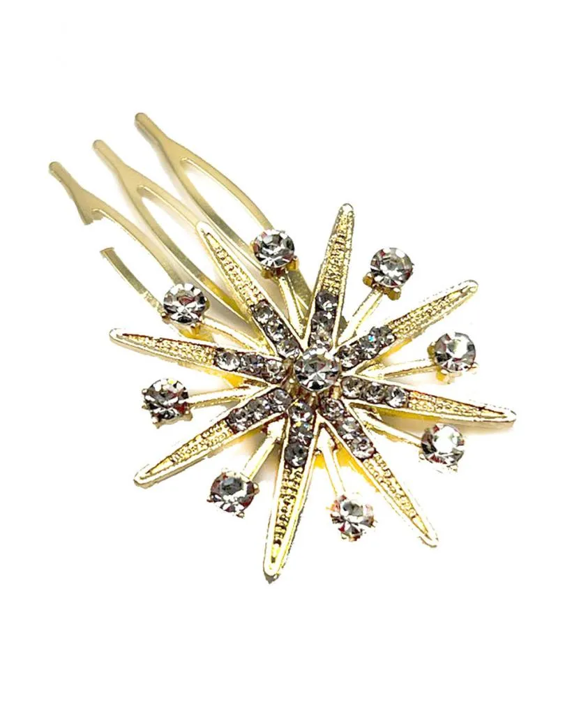 PEINETAS DE FIESTA DORADAS CON ESTRELLA DECORADA CON CRISTAL