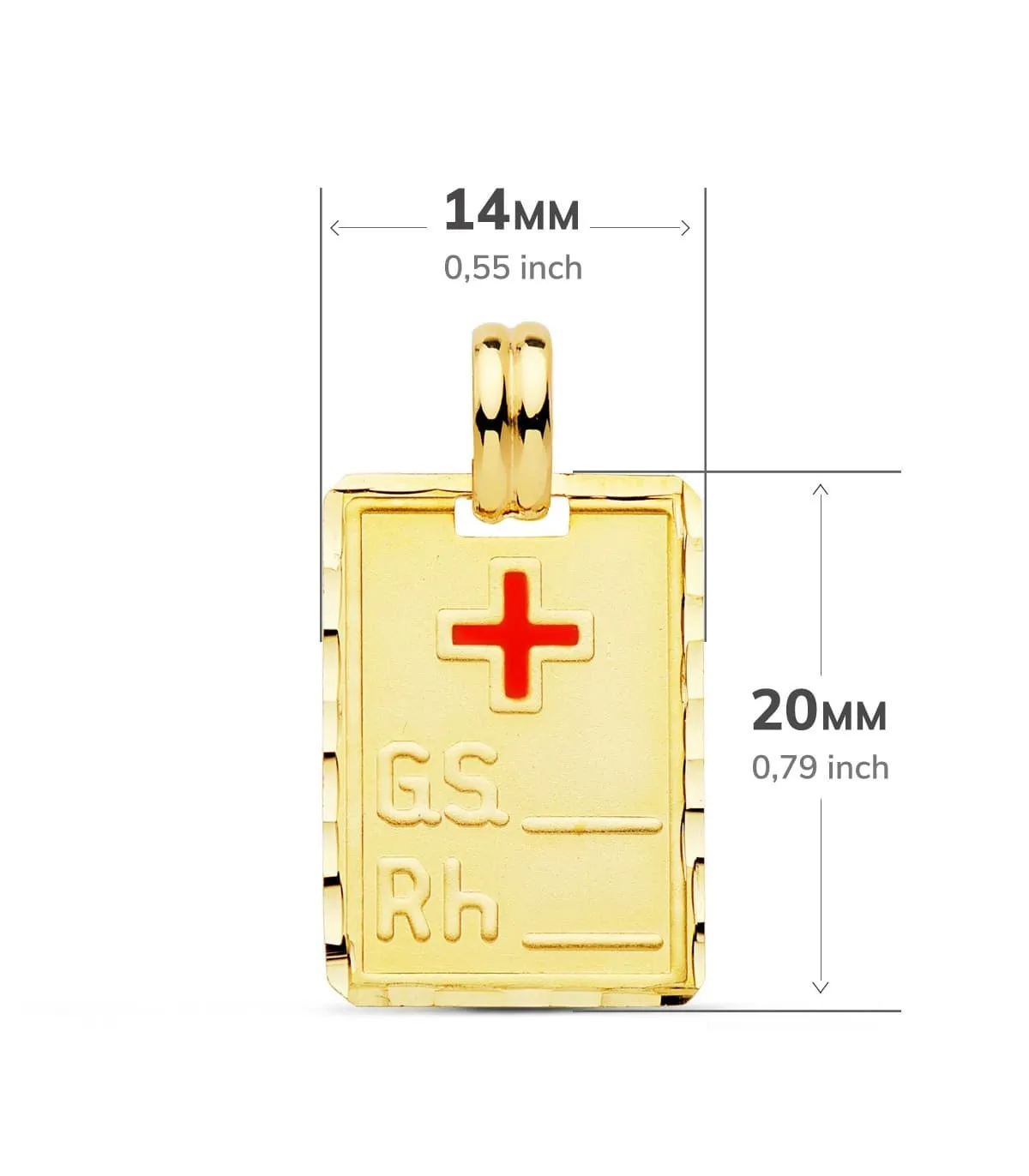 Pendentif RH Groupe Sanguin 18K 20 mm