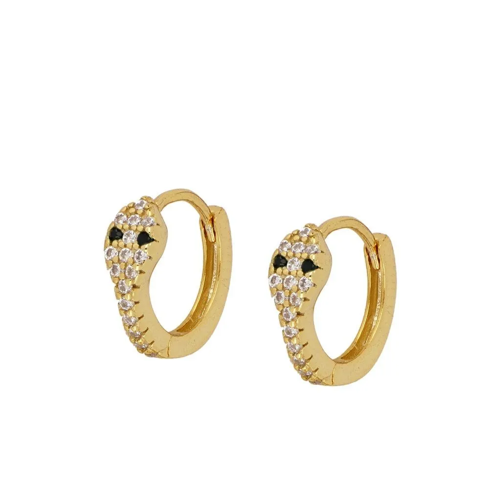 Pendiente Snake Circonitas Negro Oro