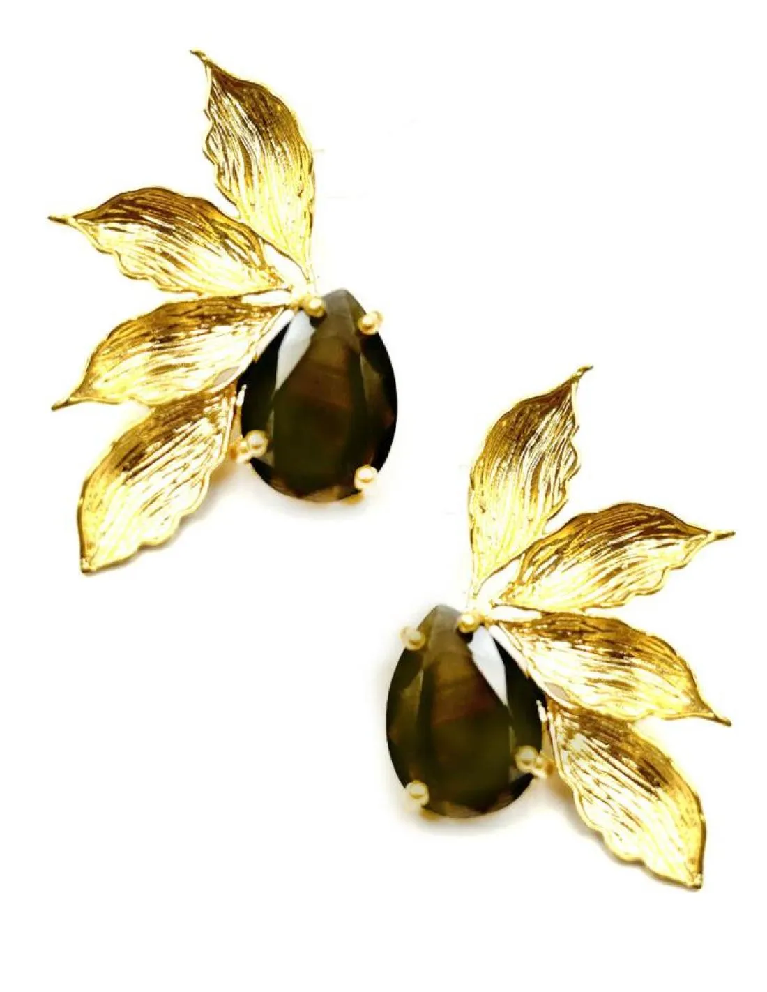 PENDIENTES BODAS DORADOS CON PIEDRAS MARRONES ESPECIAL EVENTOS DE DIA