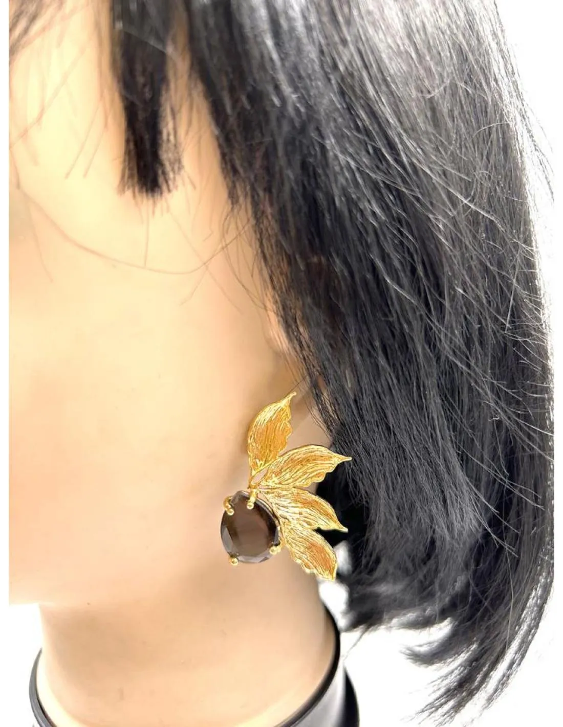 PENDIENTES BODAS DORADOS CON PIEDRAS MARRONES ESPECIAL EVENTOS DE DIA