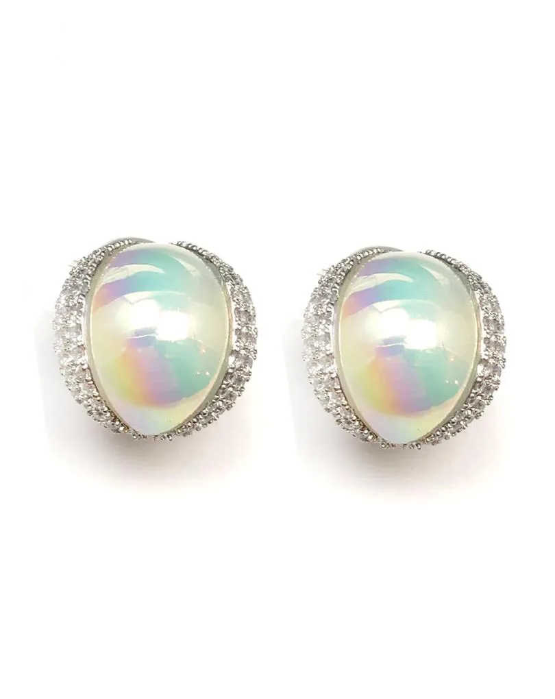 PENDIENTES DE CLIP DE FIESTA CON PERLAS IRISADAS Y DORADO