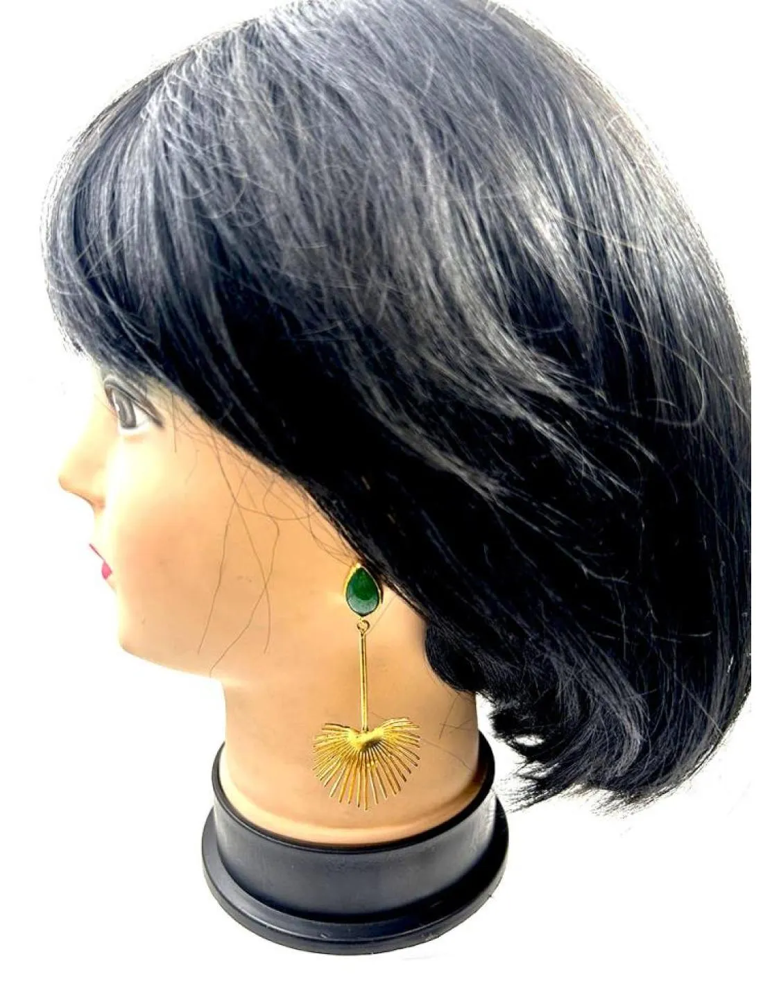 PENDIENTES MUJER DORADOS LARGOS Y PIEDRAS VERDES PARA EVENTOS Y BODAS