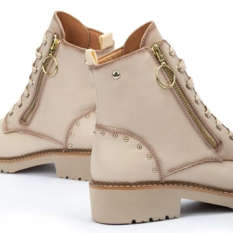 PIKOLINOS Vicar W0V-8610 Negro, granate y hielo. Bota plana cordones mujer