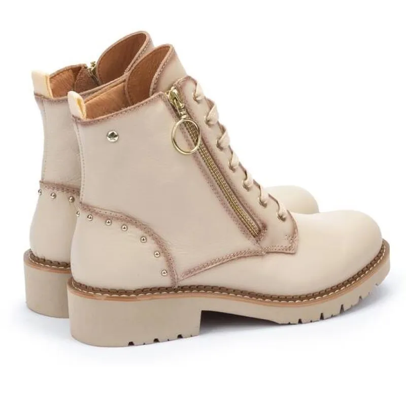 PIKOLINOS Vicar W0V-8610 Negro, granate y hielo. Bota plana cordones mujer