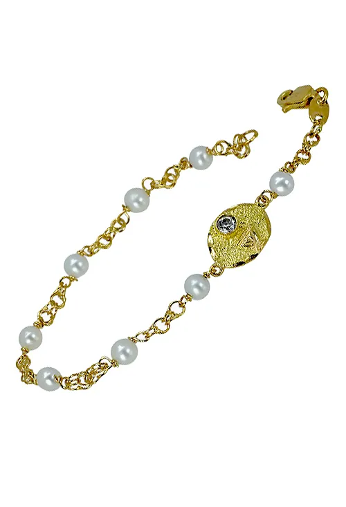 Pulsera oro amarillo y perlas para niña 1ª comunión. 002_7909PU