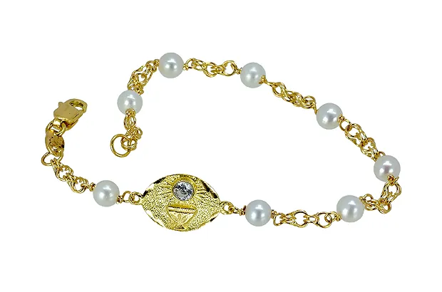 Pulsera oro amarillo y perlas para niña 1ª comunión. 002_7909PU