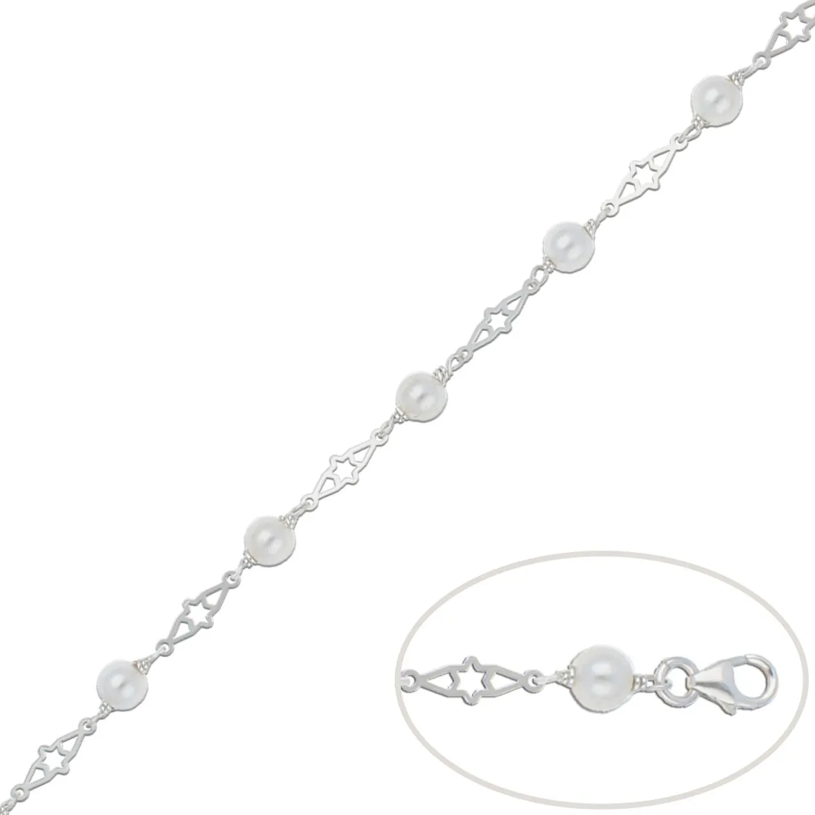 Pulsera Plata Perlas 5,5mm.