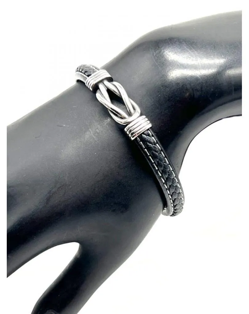 PULSERAS PARA HOMBRE NEGRAS CON DETALLE DE NUDO EN ACERO