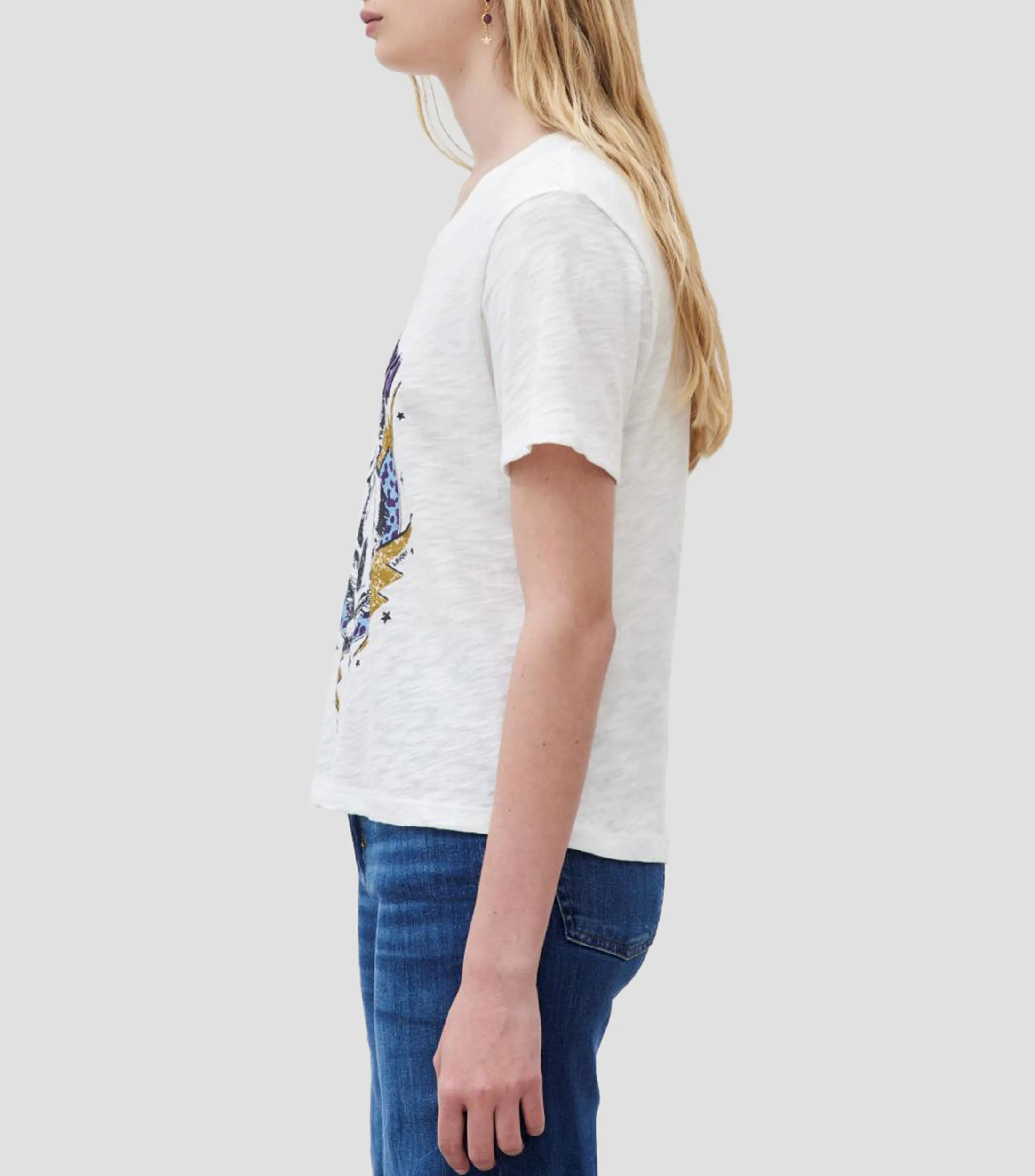Rapsodia Playera cuello redondo manga corta con tigre Mujer