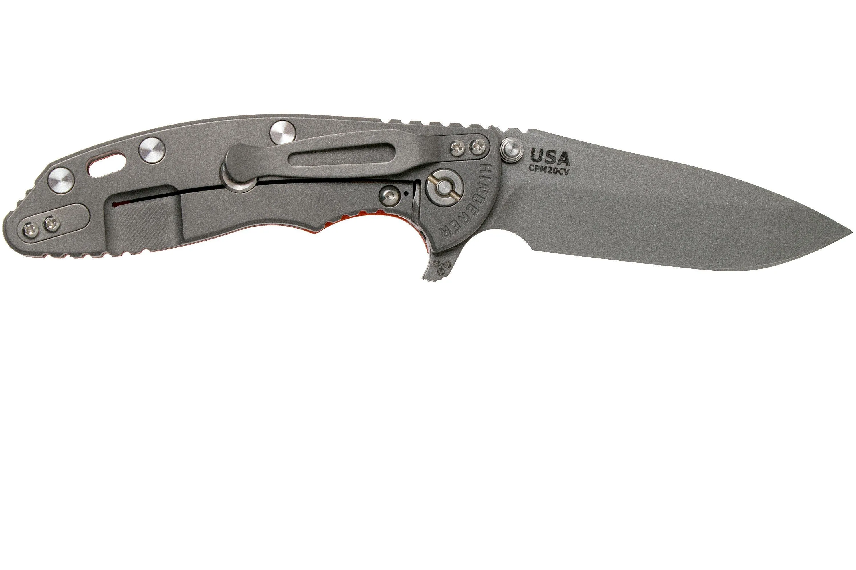 Rick Hinderer XM-18 3.5 Spanto 20CV, Working Finish, Orange G10 navaja"