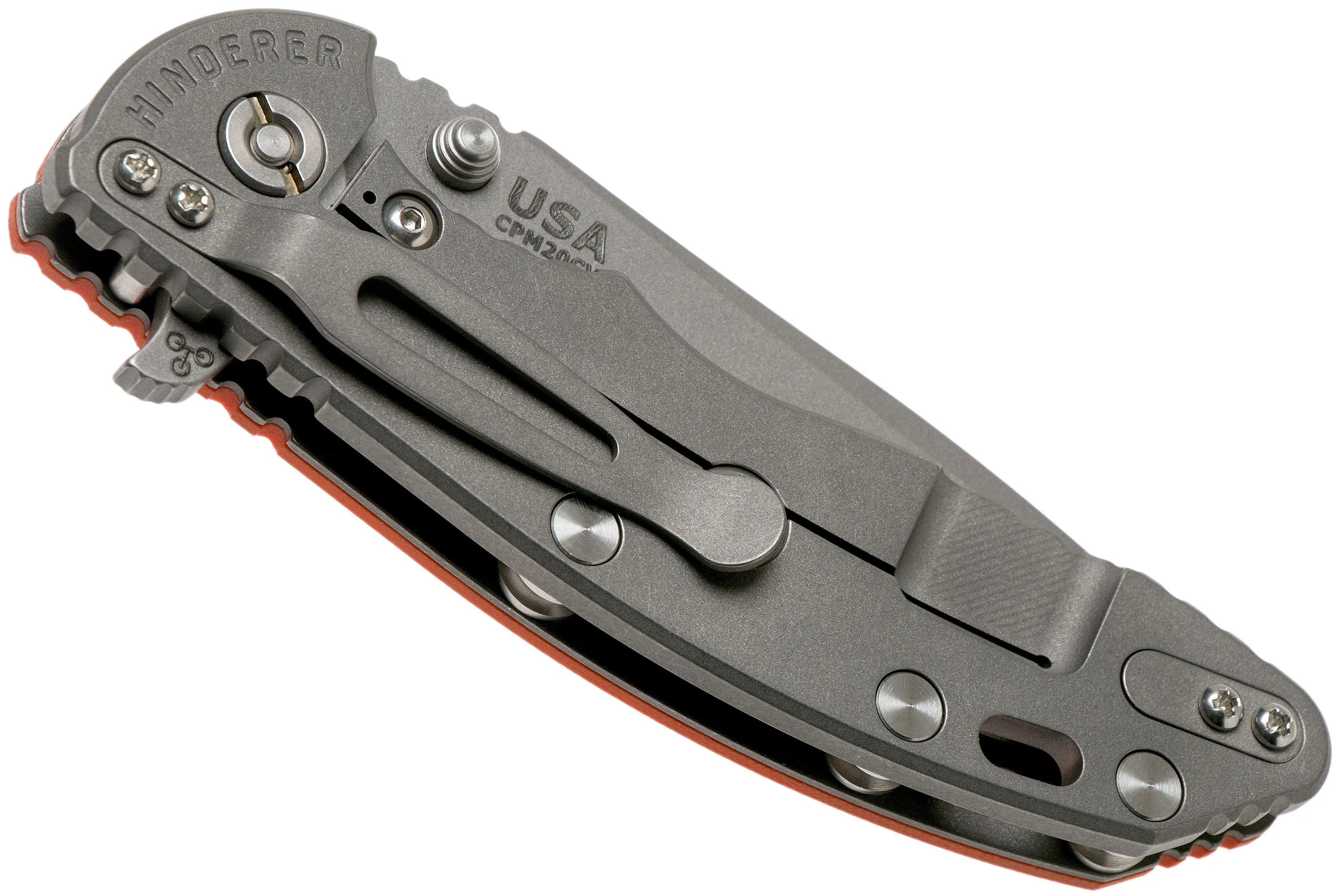 Rick Hinderer XM-18 3.5 Spanto 20CV, Working Finish, Orange G10 navaja"