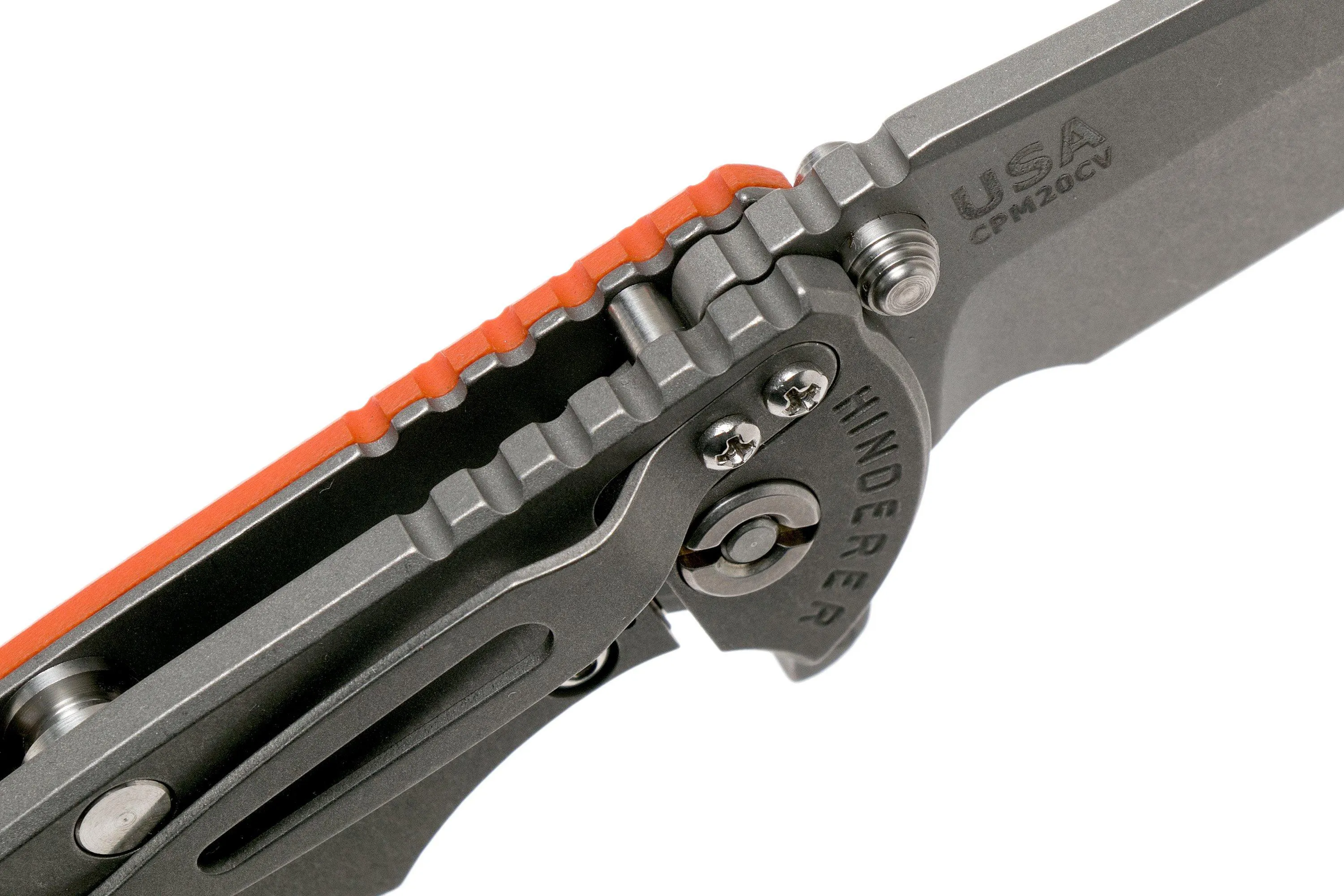Rick Hinderer XM-18 3.5 Spanto 20CV, Working Finish, Orange G10 navaja"