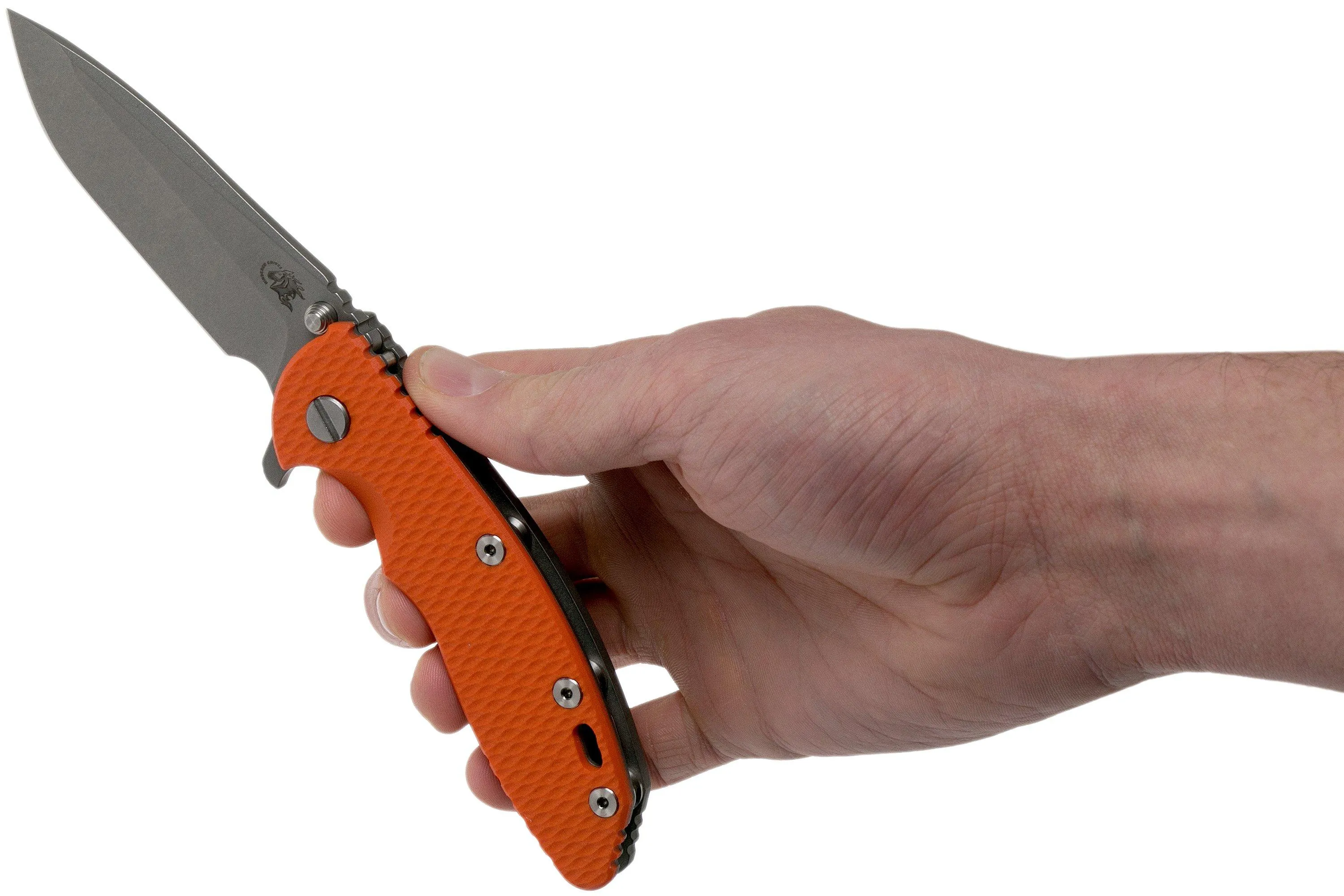 Rick Hinderer XM-18 3.5 Spanto 20CV, Working Finish, Orange G10 navaja"