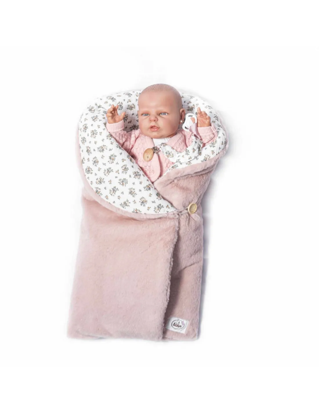 Saco reversible de pelo y chupetero para muñecas de Bebelux