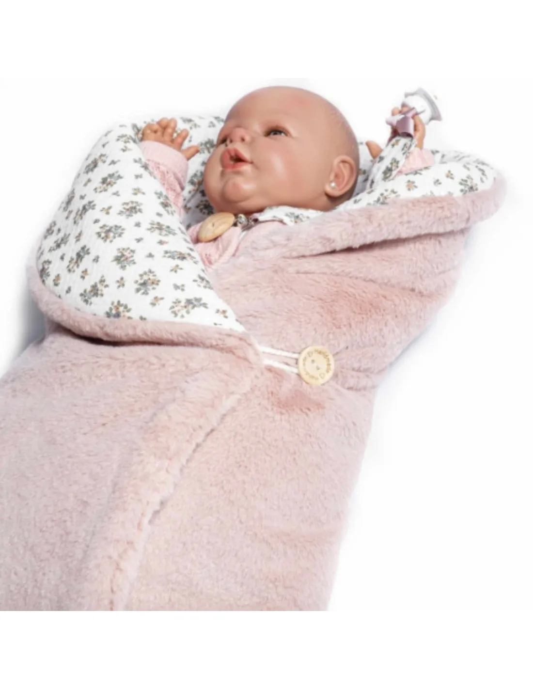 Saco reversible de pelo y chupetero para muñecas de Bebelux
