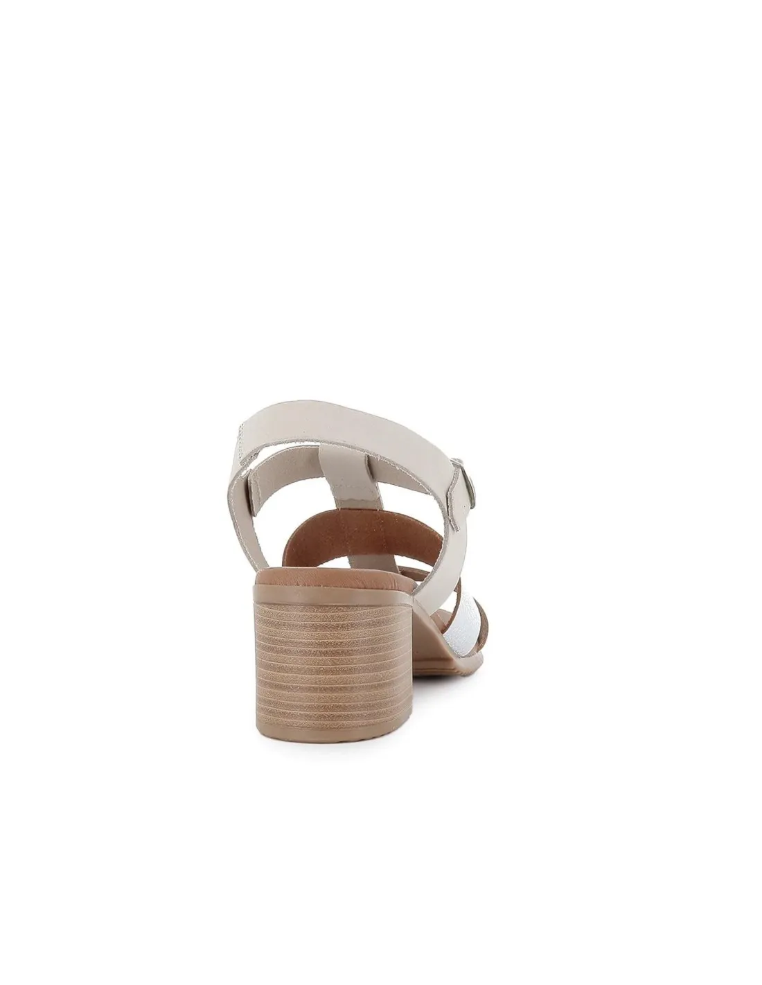 Sandalia de diario cangrejera piel tiras cruzadas mujer beige Pepe Parra