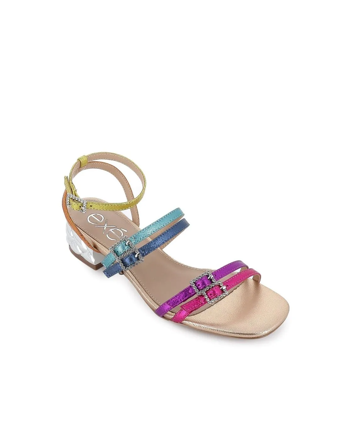 Sandalia de diario cierre hebillas con tiras multicolor mujer EXE