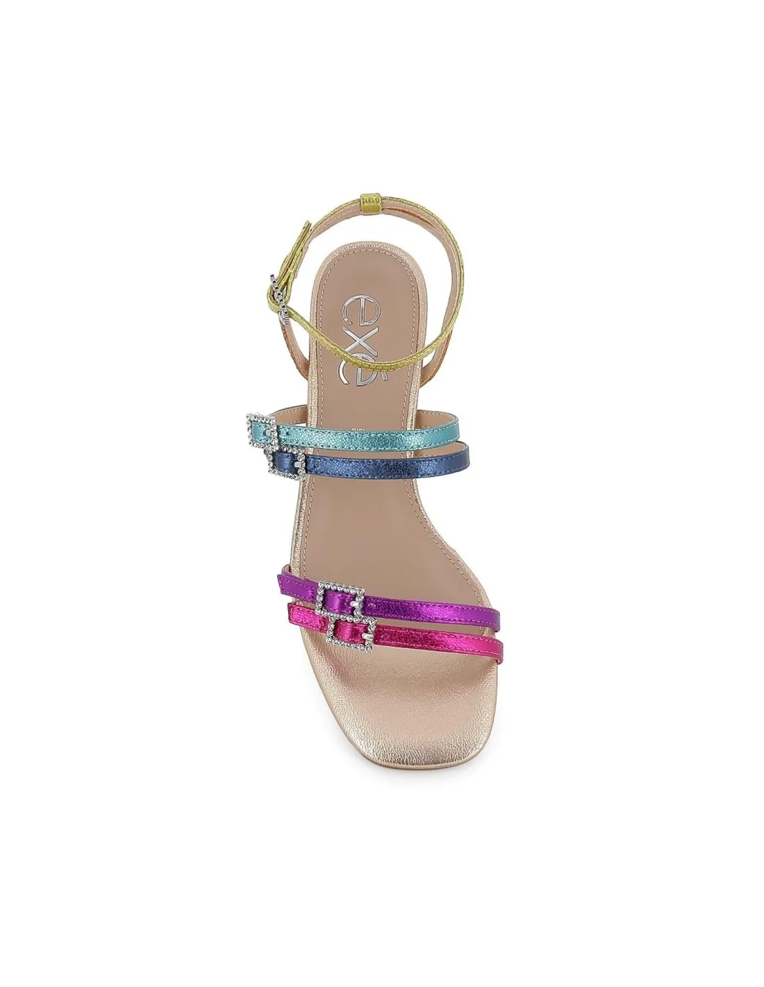 Sandalia de diario cierre hebillas con tiras multicolor mujer EXE