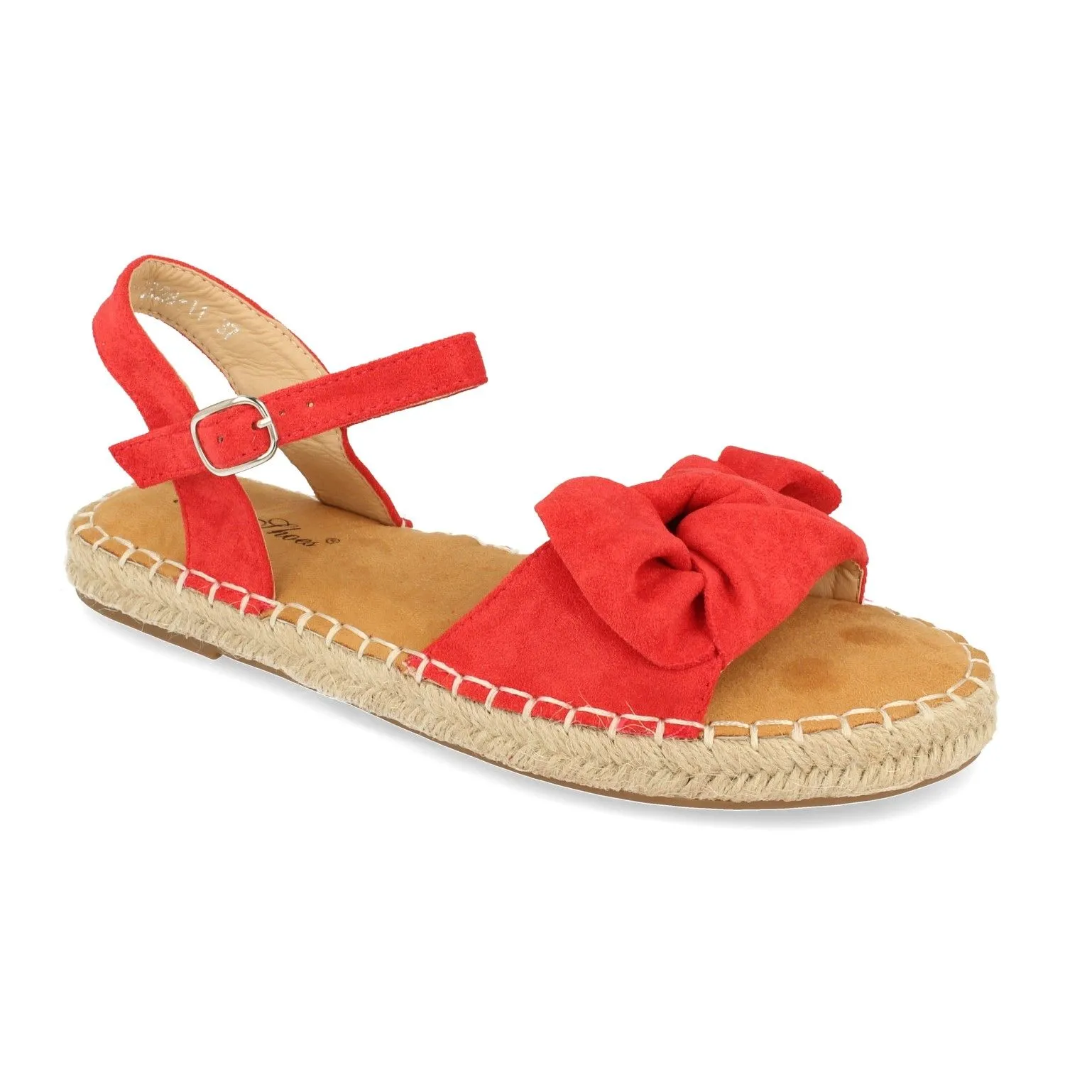 Sandalia de yute con lazo color rojo