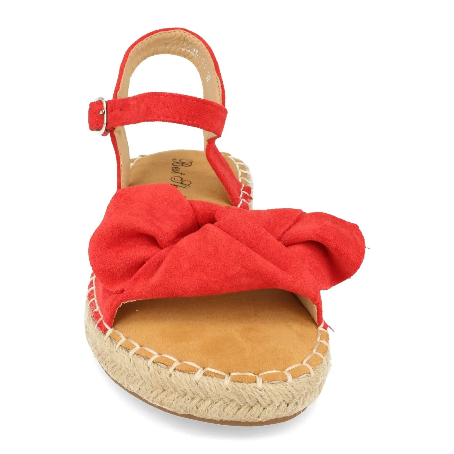 Sandalia de yute con lazo color rojo
