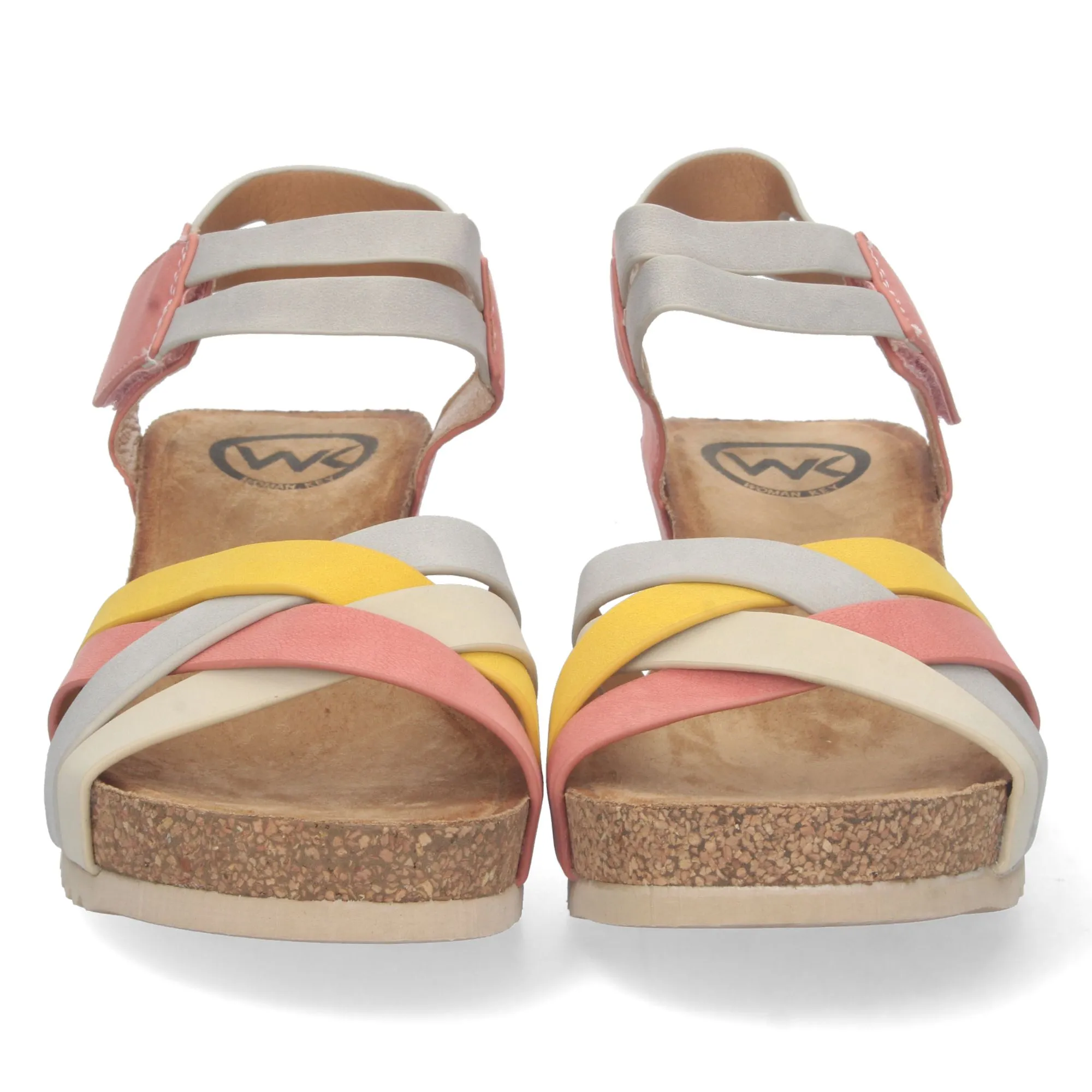 Sandalias de cierre velcro pala cruzada mujer color rosa