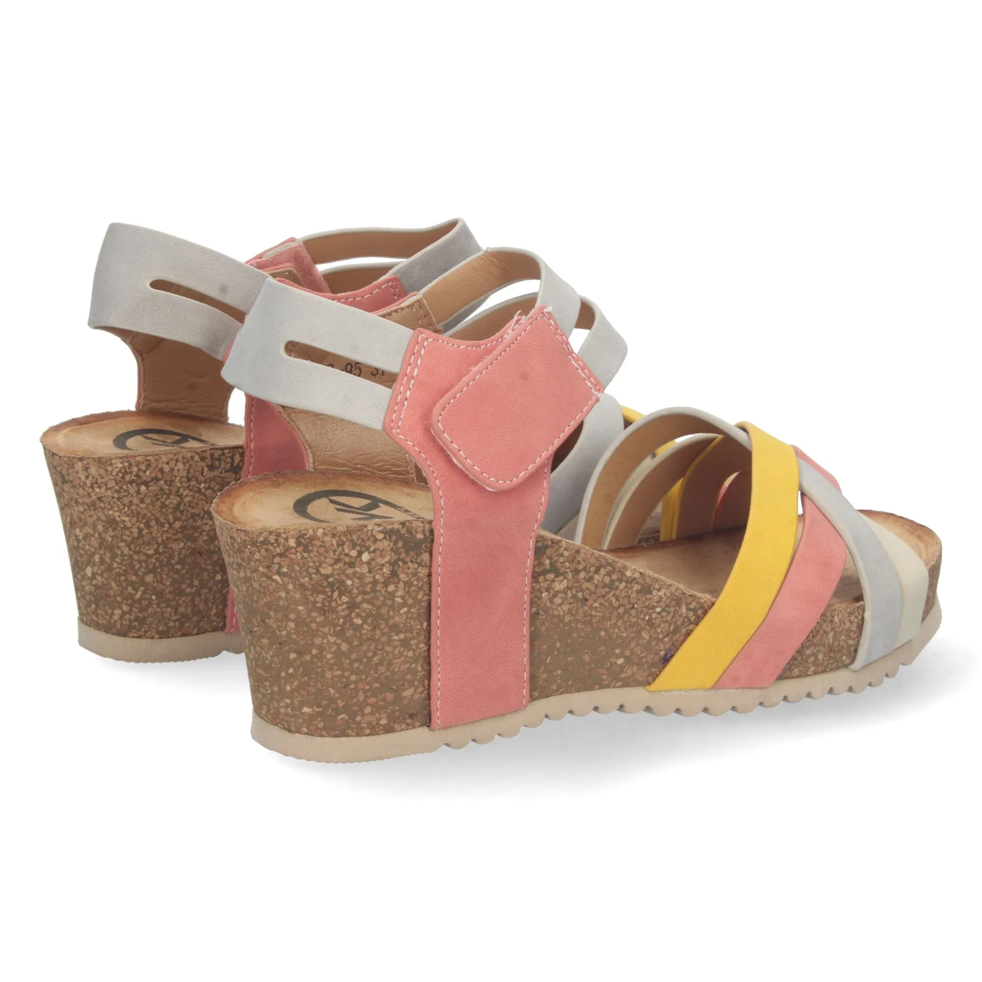Sandalias de cierre velcro pala cruzada mujer color rosa