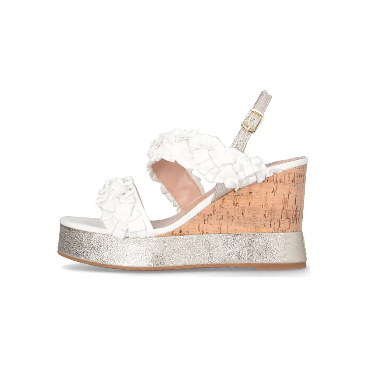 Sandalias de cuña con detalle cruzado plisado
