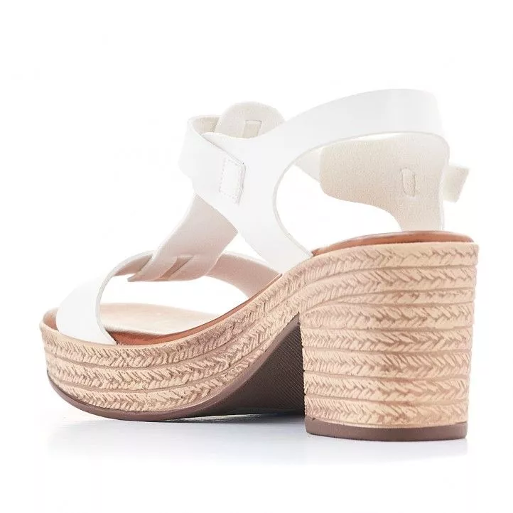 Sandalias tacón You Too blancas con tira frontal