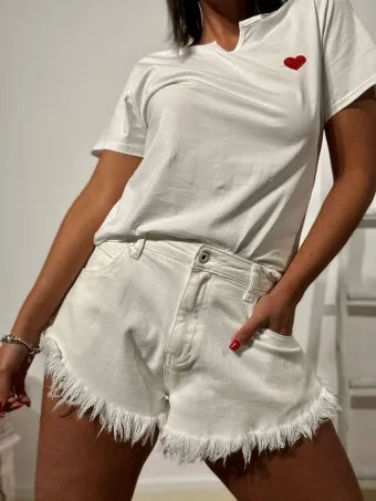 Short Denim Ripped COOLJANE Blanco