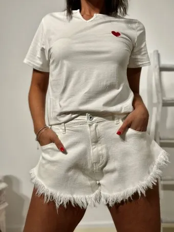 Short Denim Ripped COOLJANE Blanco
