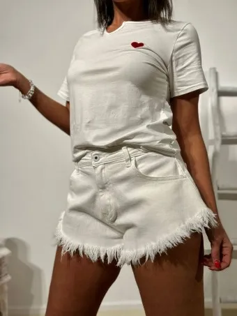 Short Denim Ripped COOLJANE Blanco