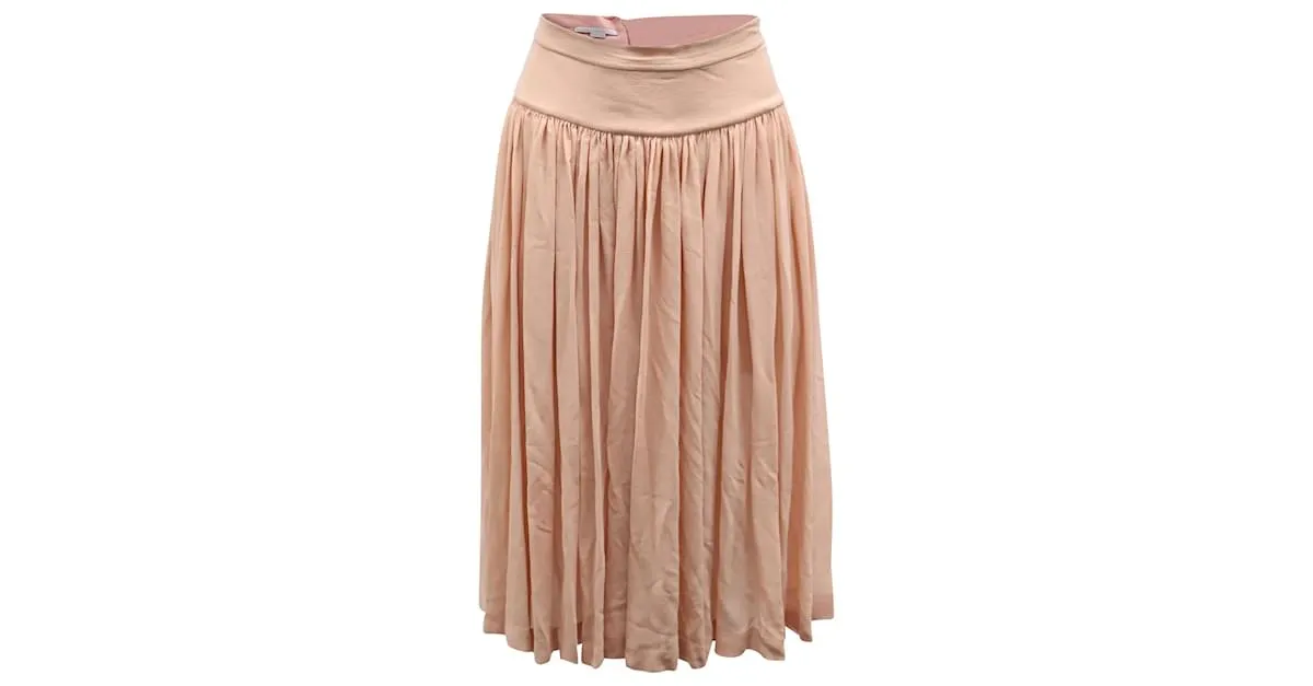Stella Mc Cartney Falda midi acampanada en seda rosa de Stella McCartney 